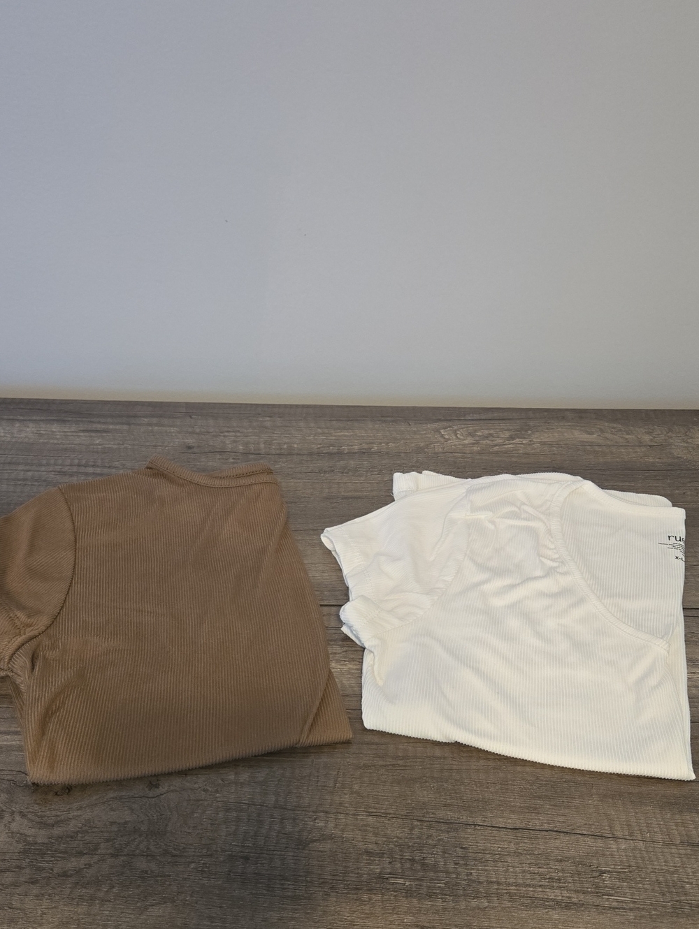 Rue21 Short Sleeve Ribbed Tees in Brown and White